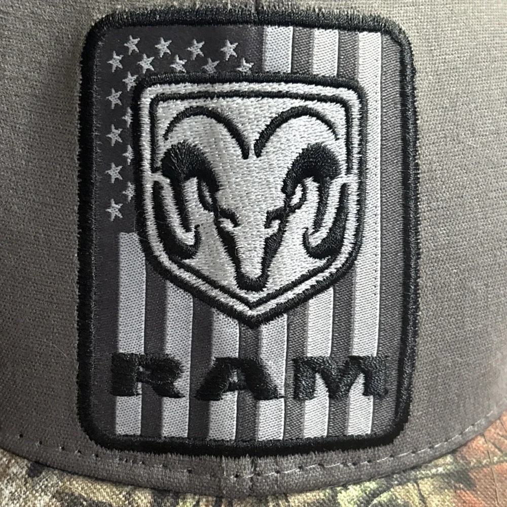 Dodge Ram Patriotic Logo Patch Adjustable Trucker Hat Camo